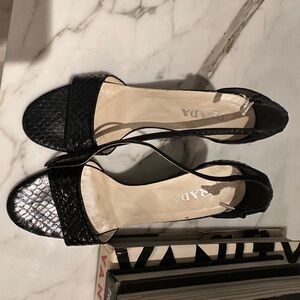 Prada Black Textured Sandals